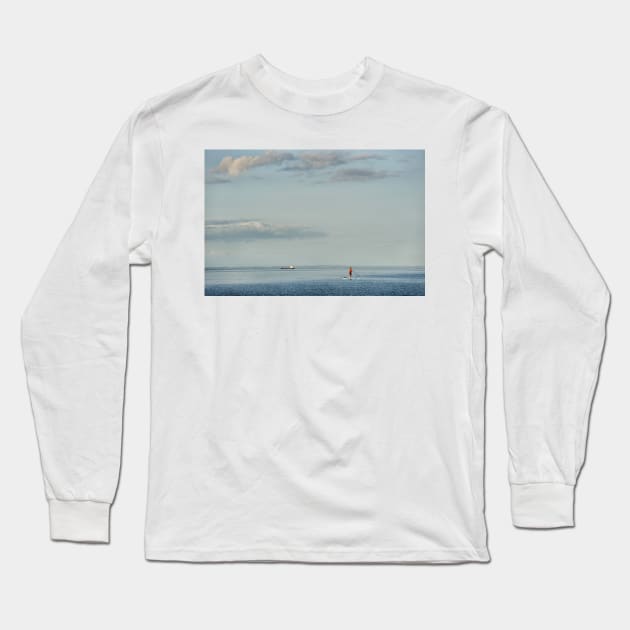 Paddleboarder and shipping traffic at Whiting Bay, Isle of Arran Long Sleeve T-Shirt by richflintphoto